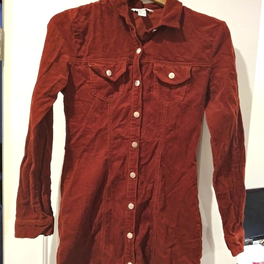 Rust button down Dress - Picture 5 of 6